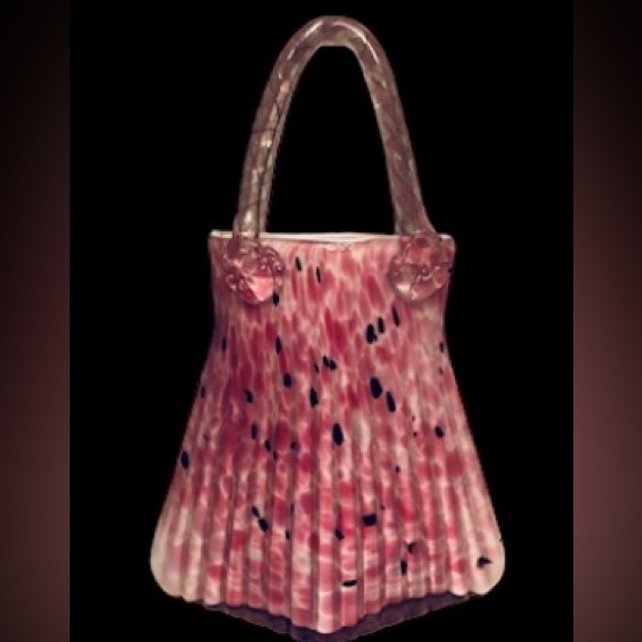 Vintage Y2K Murano Speckled Pink Glass Purse🌸Substantial Art Decor🌸 - Picture 13 of 15
